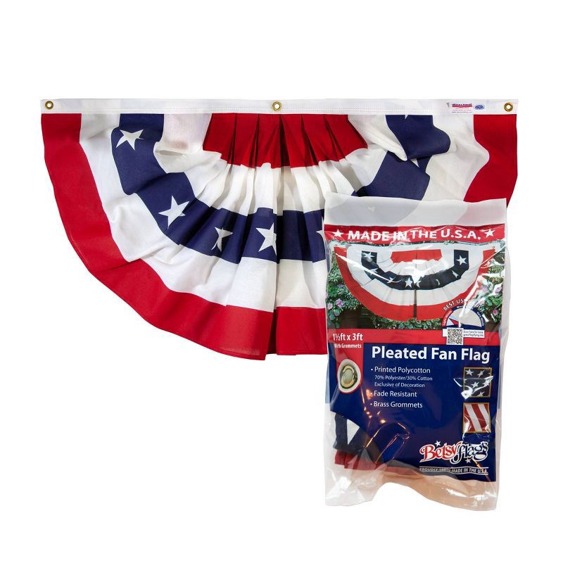 slide 3 of 4, 18" x 36" Printed Polycotton Fan Flag: Betsy Flags, Patriotic Decor, July 4th Celebration, 1 ct