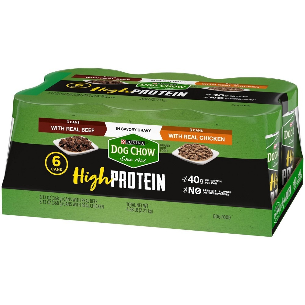 slide 5 of 5, Purina Dog Chow High Protein In Savory Gravy Beef & Chicken Wet Dog Food - 13oz/6ct Variety Pack, 6 ct; 13 oz