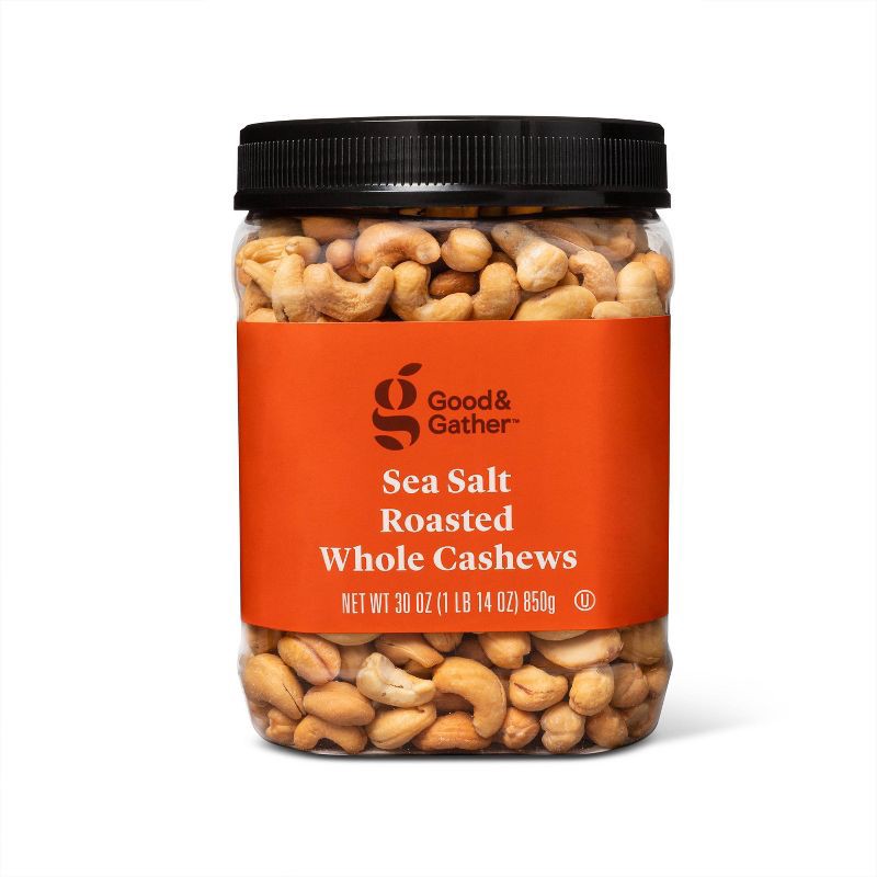 slide 1 of 3, Sea Salt Roasted Whole Cashews - 30oz - Good & Gather™, 30 oz