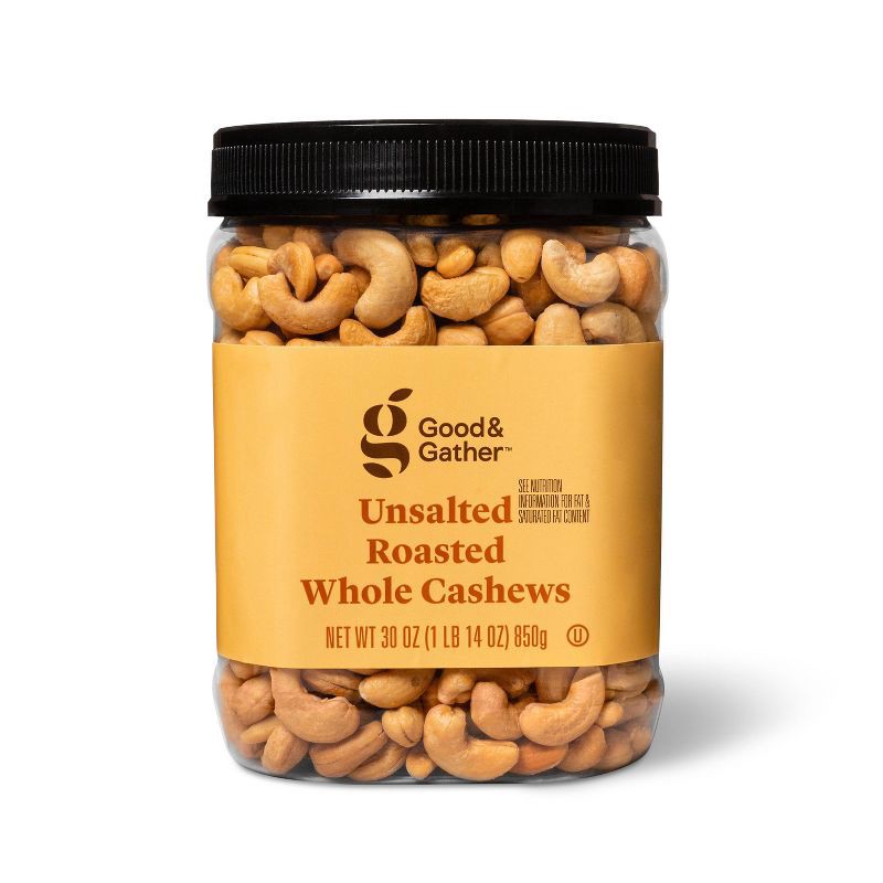 slide 1 of 3, Unsalted Roasted Whole Cashews - 30oz - Good & Gather™, 30 oz