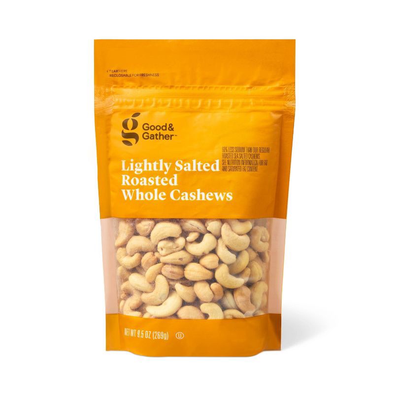 slide 1 of 5, Lightly Salted Roasted Whole Cashews - 9.5oz - Good & Gather™, 9.5 oz