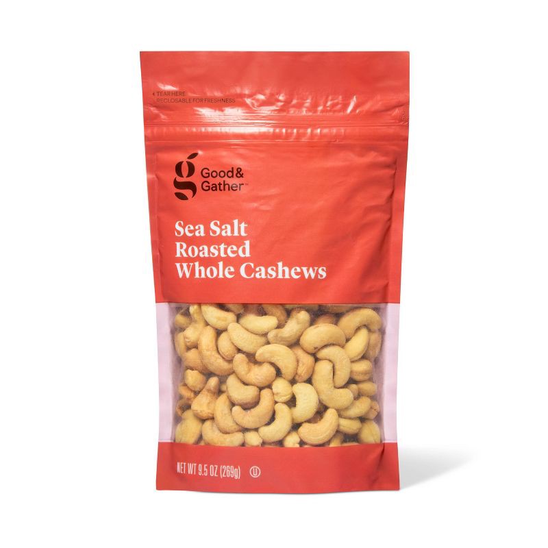 slide 1 of 5, Sea Salt Roasted Whole Cashews - 9.5oz - Good & Gather™, 9.5 oz
