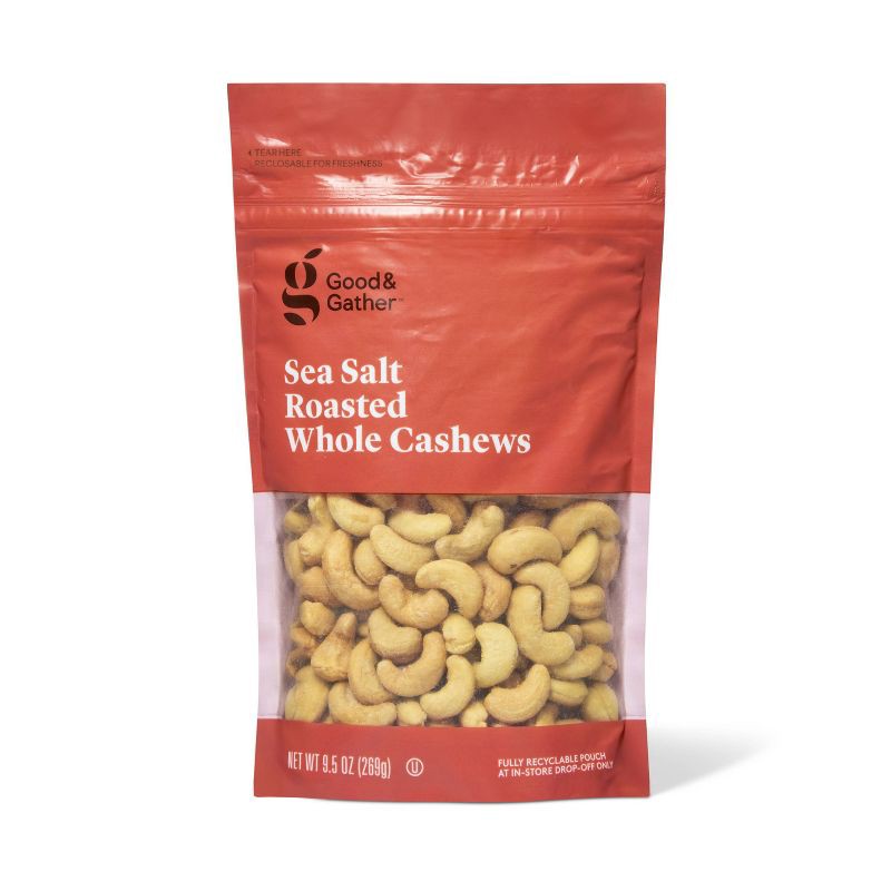 slide 1 of 2, Sea Salt Roasted Whole Cashews - 9.5oz - Good & Gather™, 9.5 oz