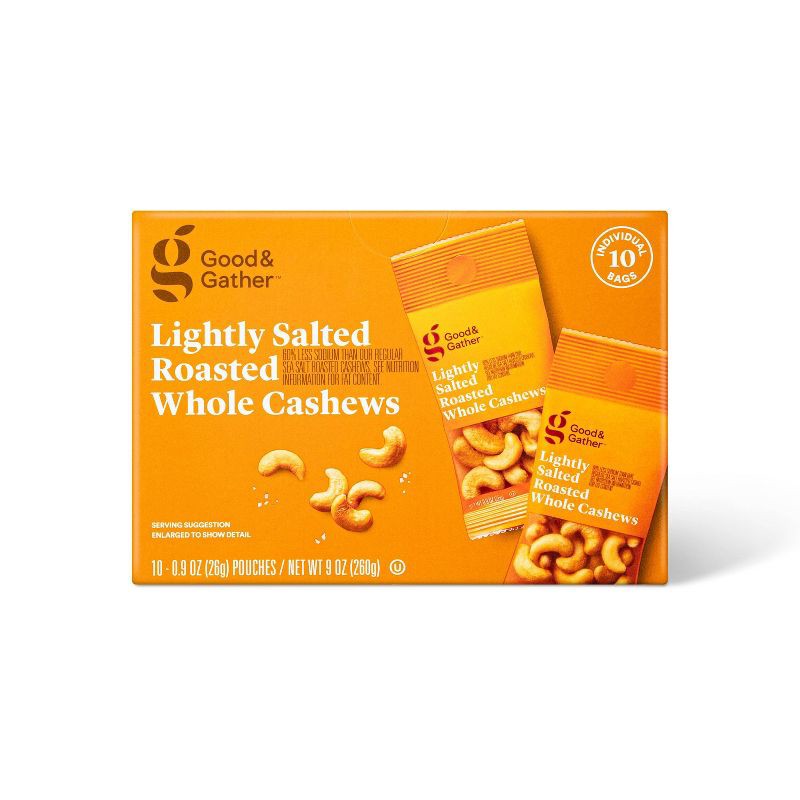 slide 1 of 3, Lightly Salted Roasted Whole Cashews - 10 Ct Multipack - Good & Gather™, 10 ct