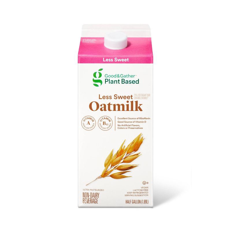 slide 1 of 4, Less Sweet Oat Milk - 64 fl oz - Good & Gather™, 64 fl oz