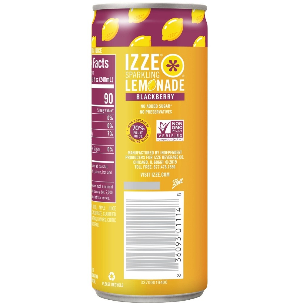 slide 3 of 4, IZZE Sparkling Blackberry Lemonade Beverage, 4 ct, 8.4 fl oz