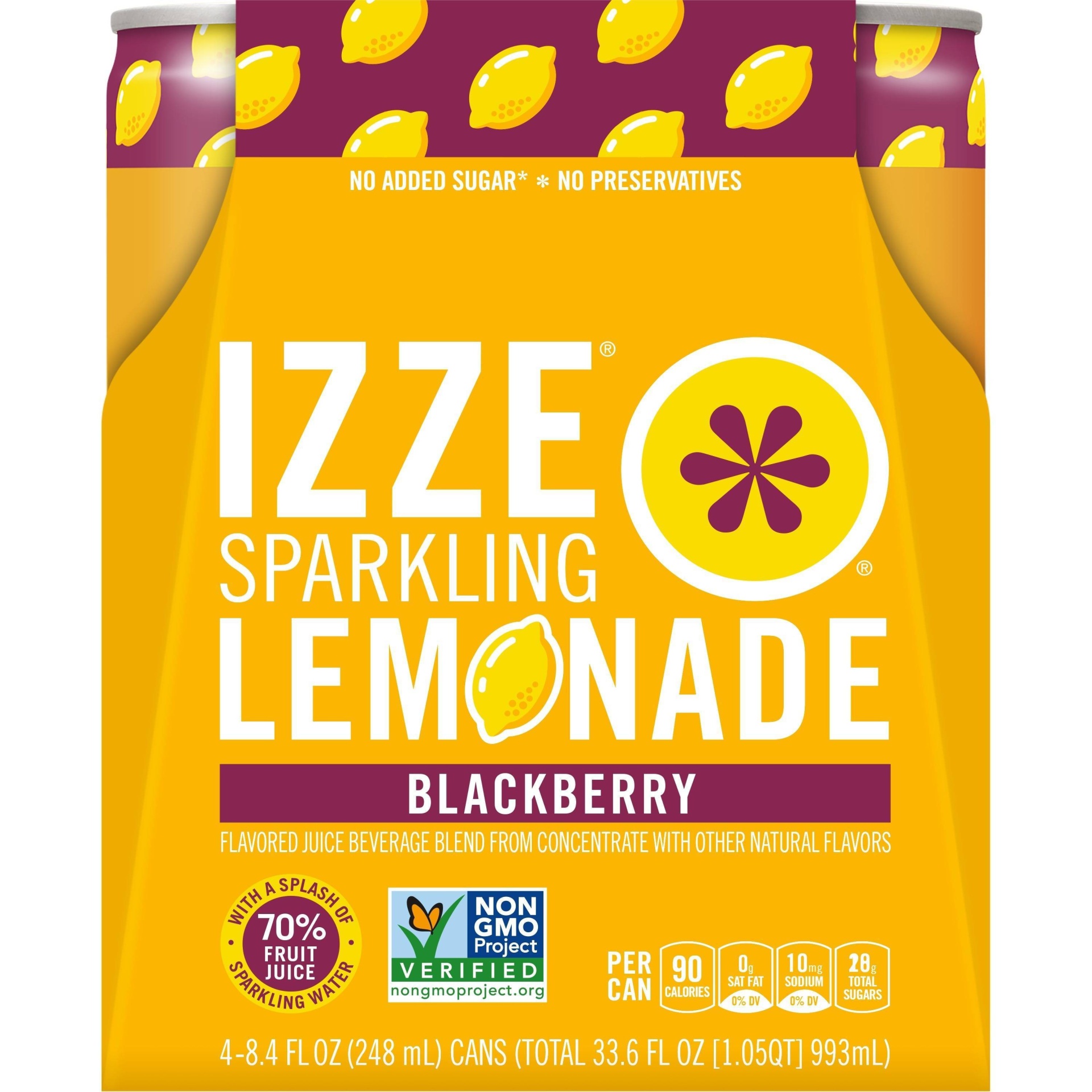 slide 1 of 4, IZZE Sparkling Blackberry Lemonade Beverage, 4 ct, 8.4 fl oz