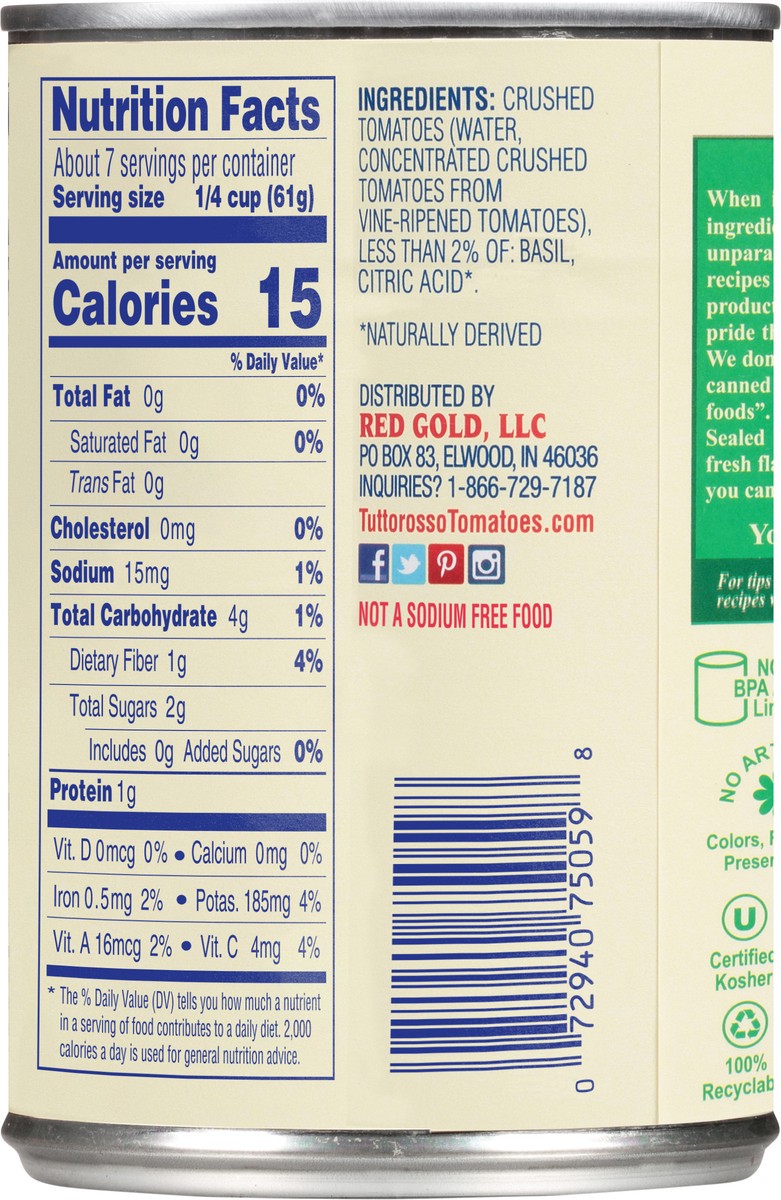 slide 4 of 9, Tuttorosso Crushed Tomatoes with Basil 15 oz, 15 oz