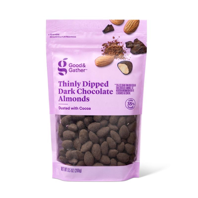 slide 1 of 3, Dark Chocolate Cocoa Almonds - 9.5oz - Good & Gather™, 9.5 oz