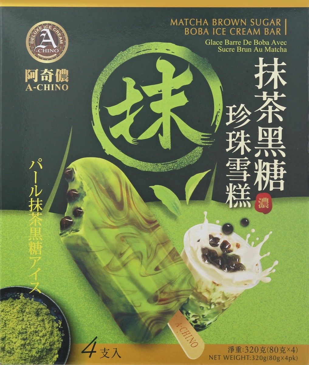 slide 9 of 10, A Chino 4 Pack Matcha Brown Sugar Boba Ice Cream Bar 4 ea, 4 oz