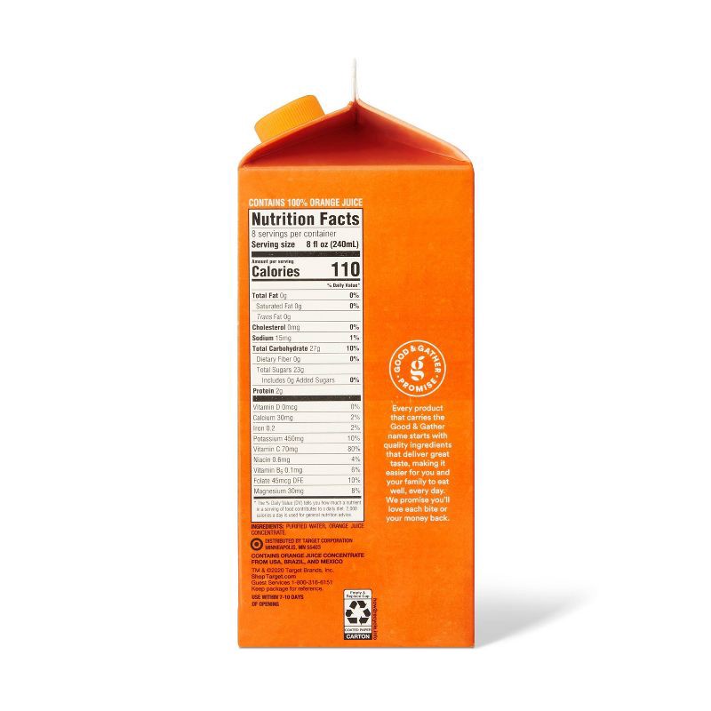 slide 2 of 3, Pulp Free 100% Orange Juice From Concentrate - 64 fl oz - Good & Gather™, 64 fl oz