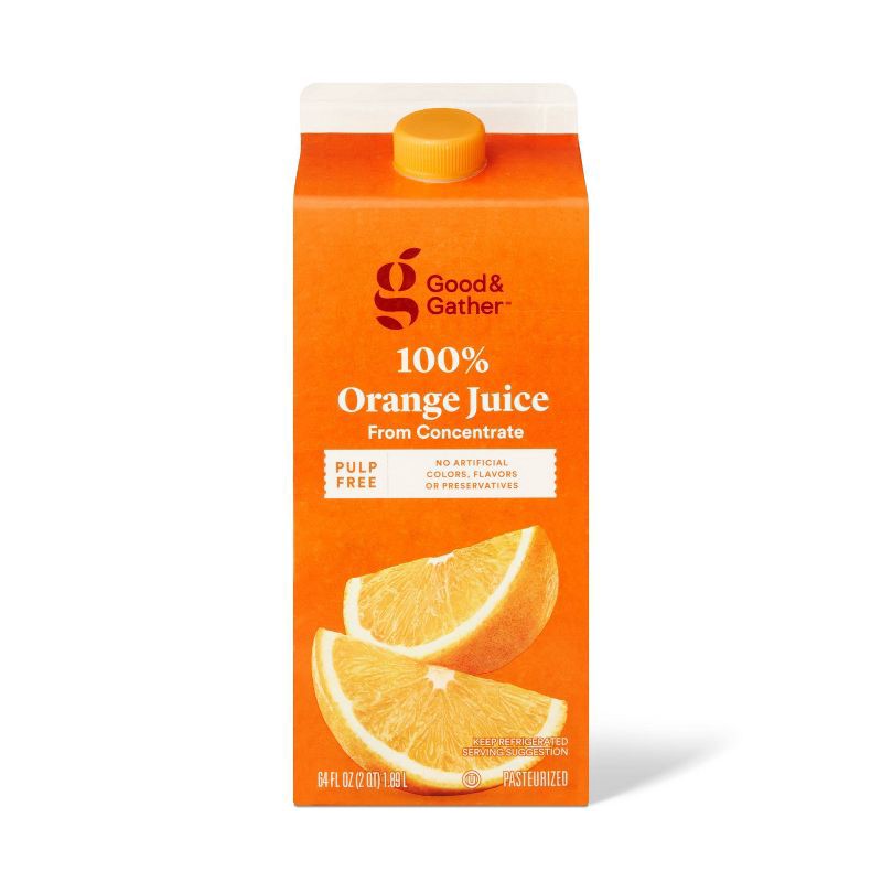 slide 1 of 3, Pulp Free 100% Orange Juice From Concentrate - 64 fl oz - Good & Gather™, 64 fl oz