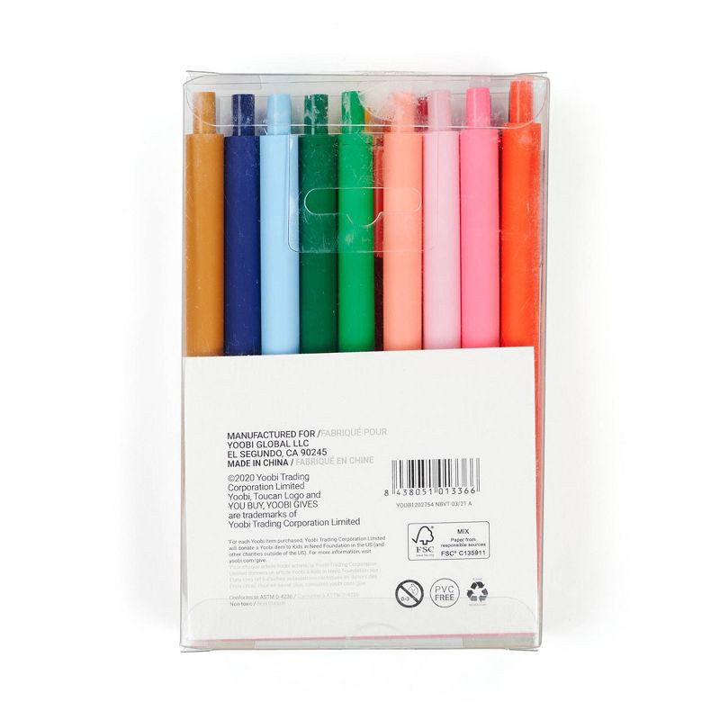 slide 5 of 6, 18ct Rollerball Gel Pens Retractable Multicolored - Yoobi™, 18 ct