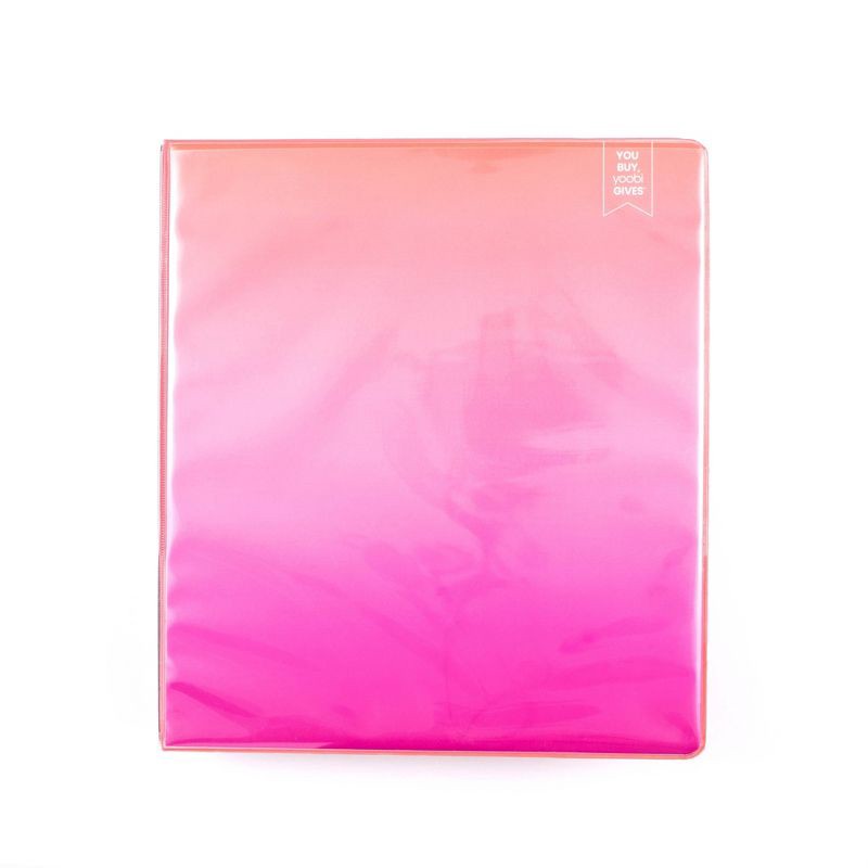 slide 2 of 6, 1" Ring Binder Pink Ombre - Yoobi™: Polypropylene D-Ring, 220 Sheet Capacity, 2 Pockets, Clear Cover, 1 ct