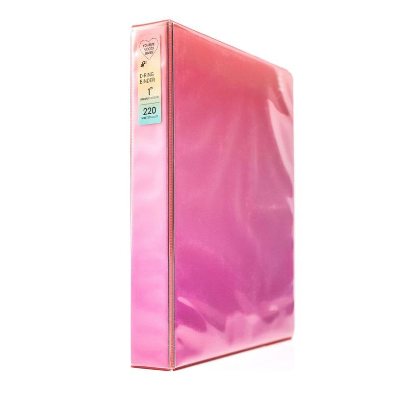 slide 6 of 6, 1" Ring Binder Pink Ombre - Yoobi™: Polypropylene D-Ring, 220 Sheet Capacity, 2 Pockets, Clear Cover, 1 ct