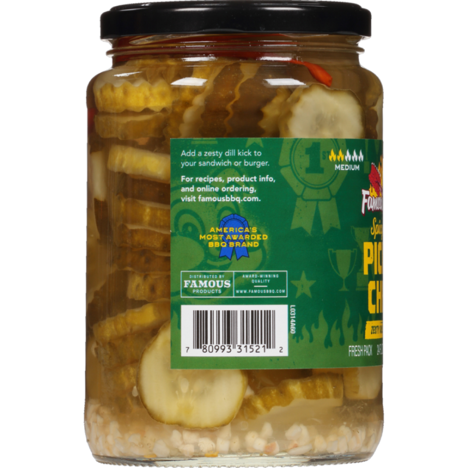 slide 2 of 3, Famous Dave's Hot Spicy Dill Pickle Chips 24 fl oz, 24 oz