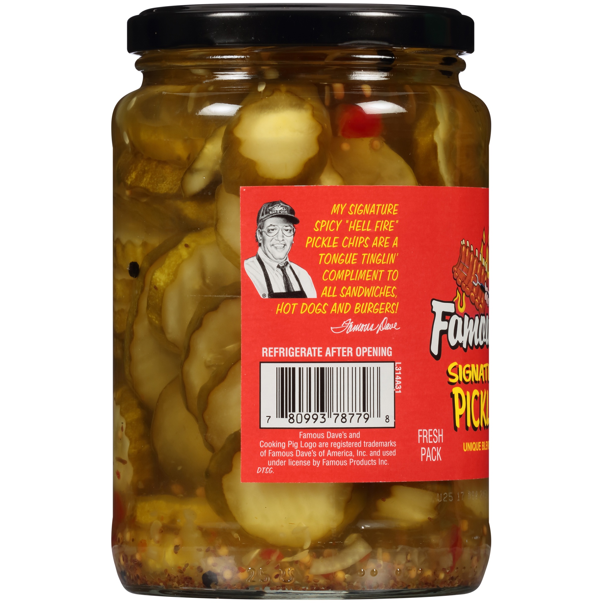 slide 4 of 6, Famous Dave's Signature Spicy Pickle Chips, 24 oz