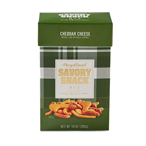 slide 1 of 1, Harry & David Cheddar Cheese Savory Snack Mix Holiday Box, 10 oz
