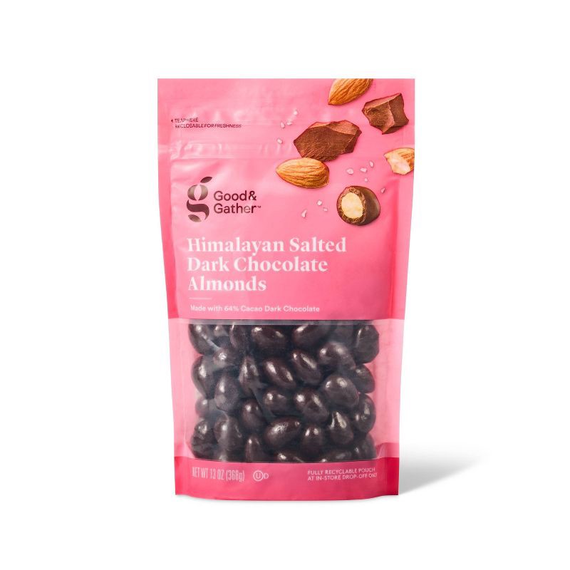 slide 1 of 3, Himalayan Salted Dark Chocolate Almonds - 13oz - Good & Gather™, 13 oz