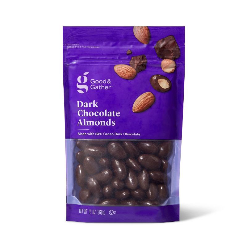 slide 1 of 3, Dark Chocolate Almonds - 13oz - Good & Gather™, 13 oz