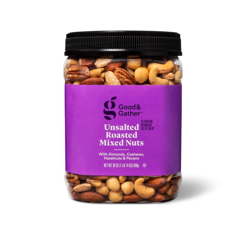 slide 1 of 3, Unsalted Roasted Mixed Nuts - 30oz - Good & Gather™, 30 oz