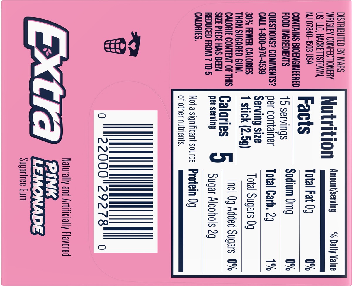 slide 3 of 7, Wrigley's Extra Sugar Free Pink Lemonade Gum 15 Sticks, 1.43 oz