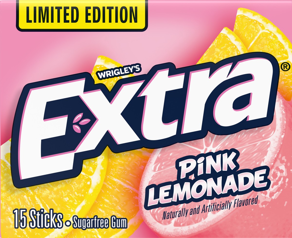 slide 7 of 7, Wrigley's Extra Sugar Free Pink Lemonade Gum 15 Sticks, 1.43 oz