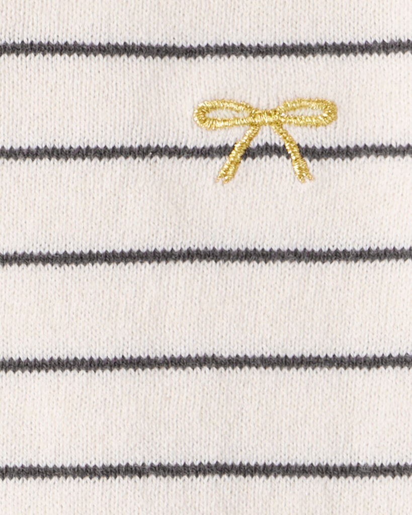 slide 2 of 4, Carter's Carters Baby Girl Bow Striped Long-Sleeve Tee & Pant Set - White/Grey White/Grey 12M, 1 ct