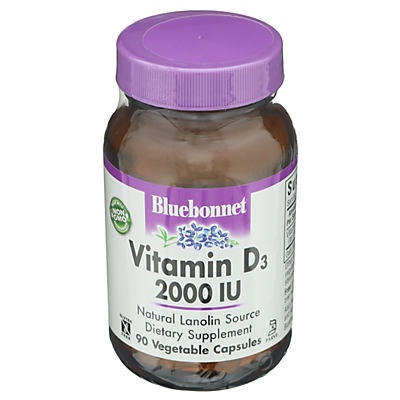 slide 1 of 1, Bluebonnet Nutrition Vitamin D3 2000 IU Vegetable Capsules, 90 ct