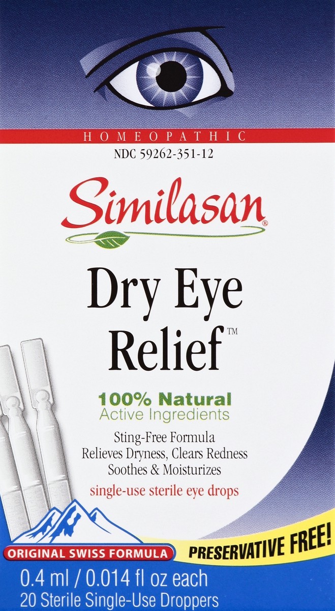 Similasan Eye Drops, Dry Eye Relief, SingleUse, Orignal Swiss Formula 20 ct Shipt