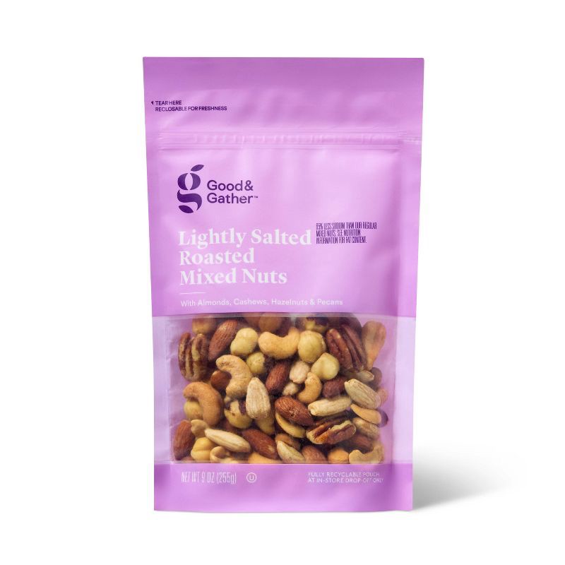 slide 1 of 3, Lightly Salted Roasted Mixed Nuts - 9oz - Good & Gather™, 9 oz