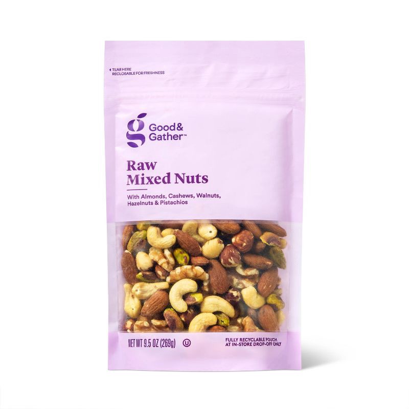 slide 1 of 3, Unsalted Raw Mixed Nuts - 9.5oz - Good & Gather™, 9.5 oz