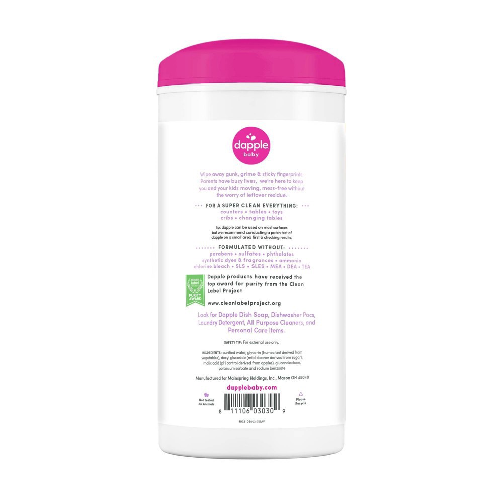 slide 5 of 5, Dapple All Purpose Lavender Cleaning Wipes - 75ct, 75 ct