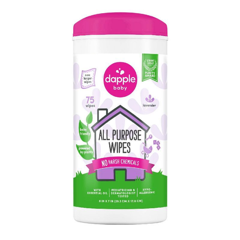 slide 1 of 5, Dapple All Purpose Lavender Cleaning Wipes - 75ct, 75 ct