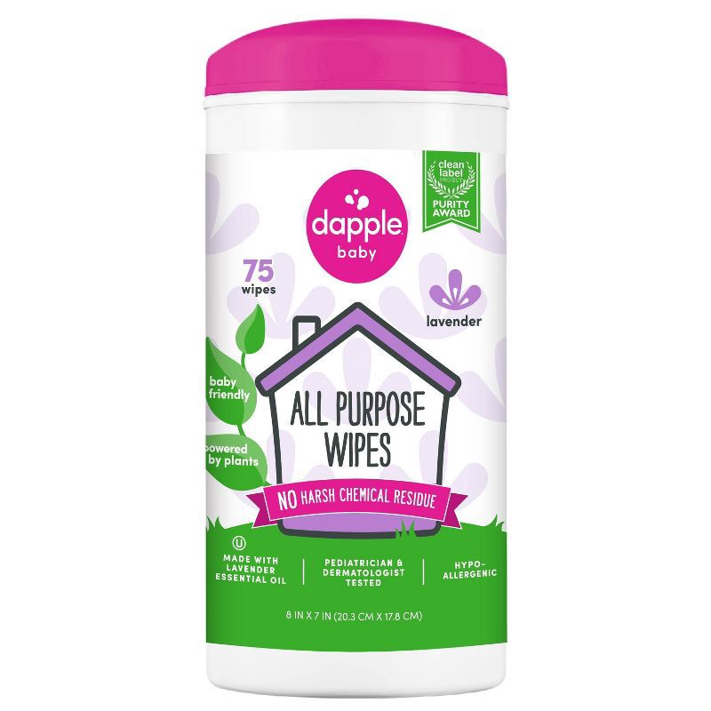 slide 1 of 6, Dapple All Purpose Lavender Cleaning Wipes - 75ct, 75 ct