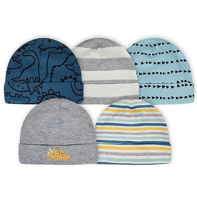 slide 1 of 1, Gerber Newborn Dinosaurs Hats - Blue/Grey, 5 ct