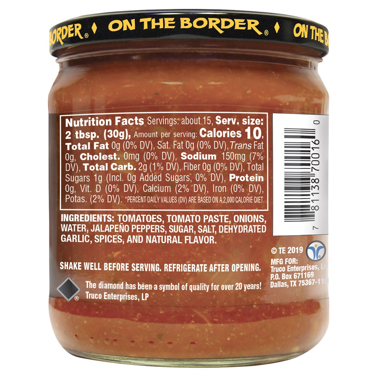 slide 2 of 2, On The Border 16 oz OTB Medium Salsa, 16 oz