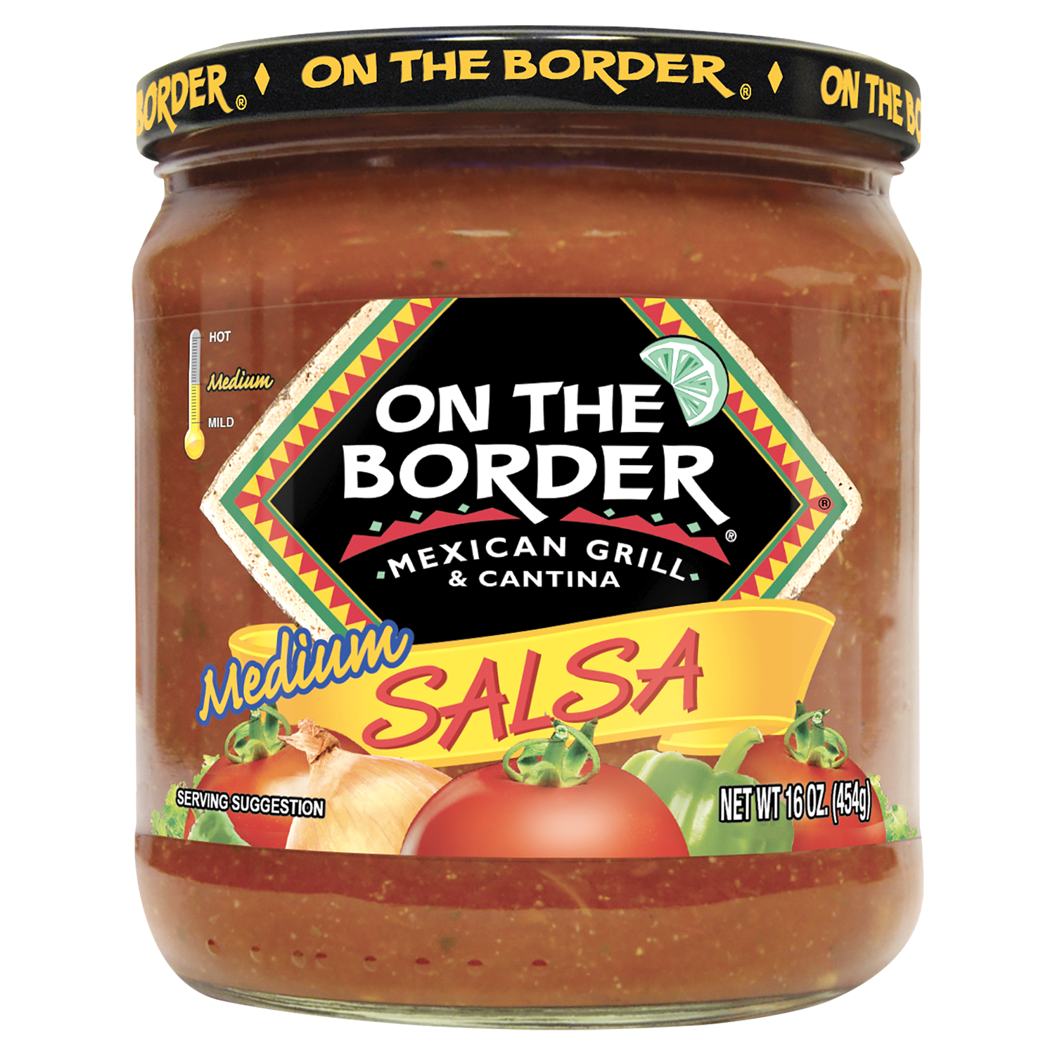 slide 1 of 2, On The Border 16 oz OTB Medium Salsa, 16 oz