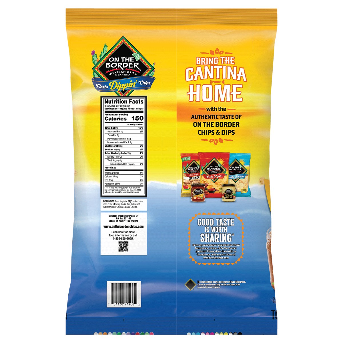 slide 2 of 2, On The Border 8 oz On The Border Fiesta Dippin' Tortilla Chips, 8 oz