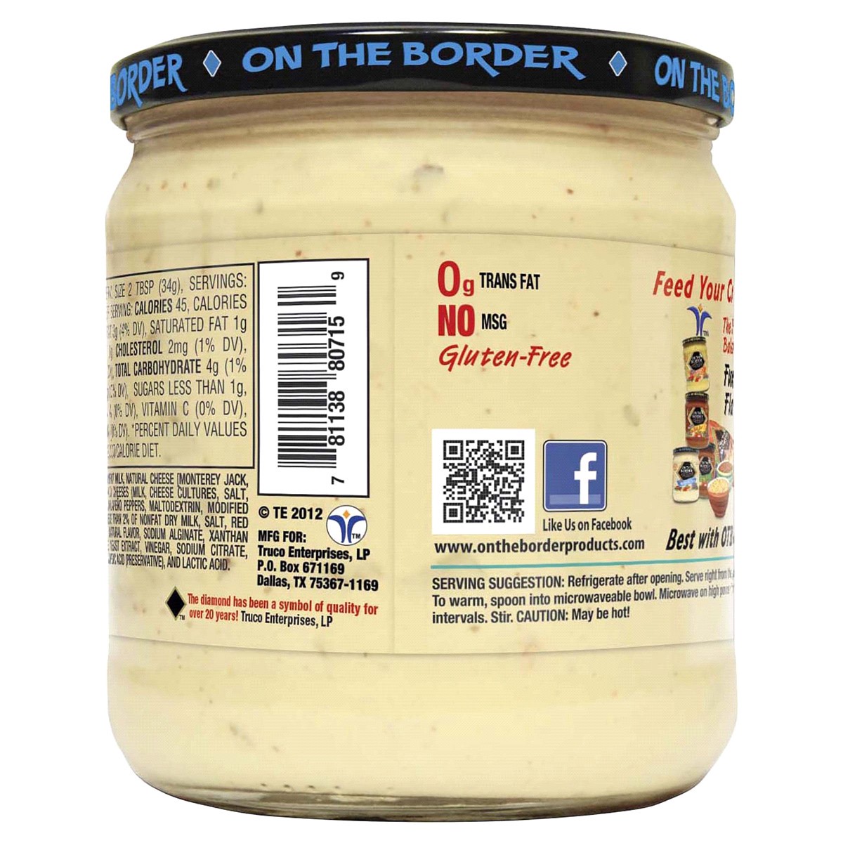 slide 2 of 2, On The Border Monterey Jack Queso - 15.5 oz, 15.5 oz