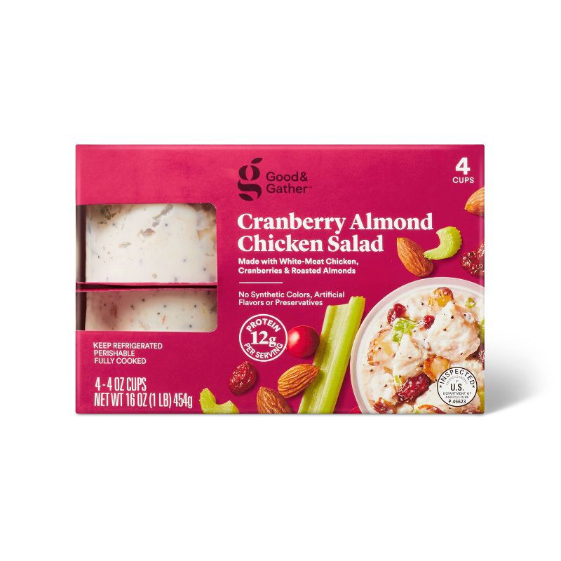 slide 1 of 4, Cranberry Almond Chicken Salad Cups - 16oz/4ct - Good & Gather™, 4 ct; 16 oz