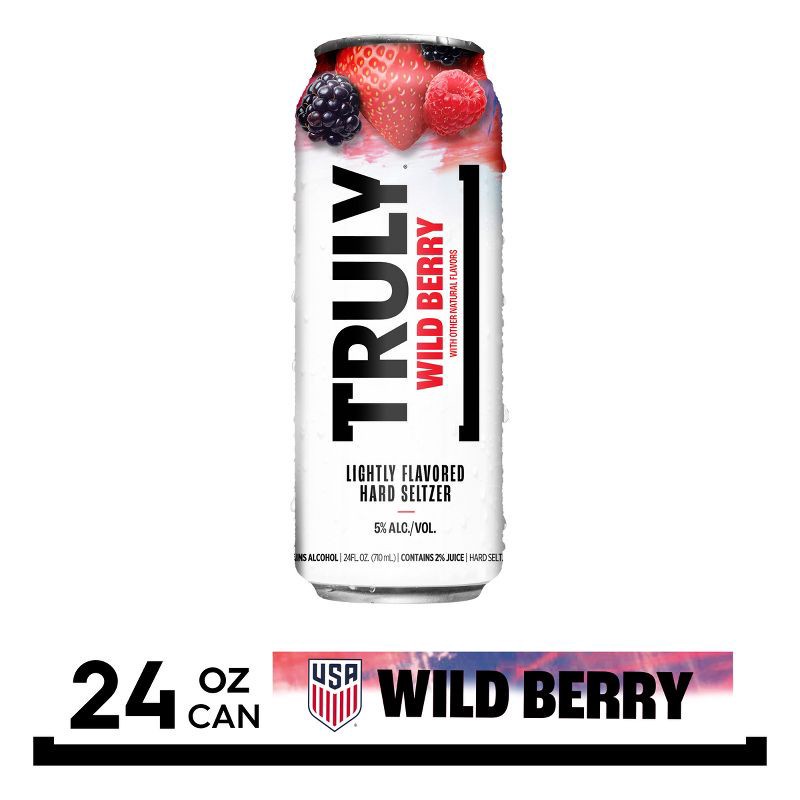 slide 2 of 7, Truly Spiked & Sparkling Truly Wild Berry Hard Seltzer - 24 fl oz Can, 24 fl oz