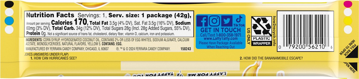 slide 9 of 13, Laffy Taffy Banana Stretchy & Tangy 1.5 oz 71451 158243, 1.5 oz