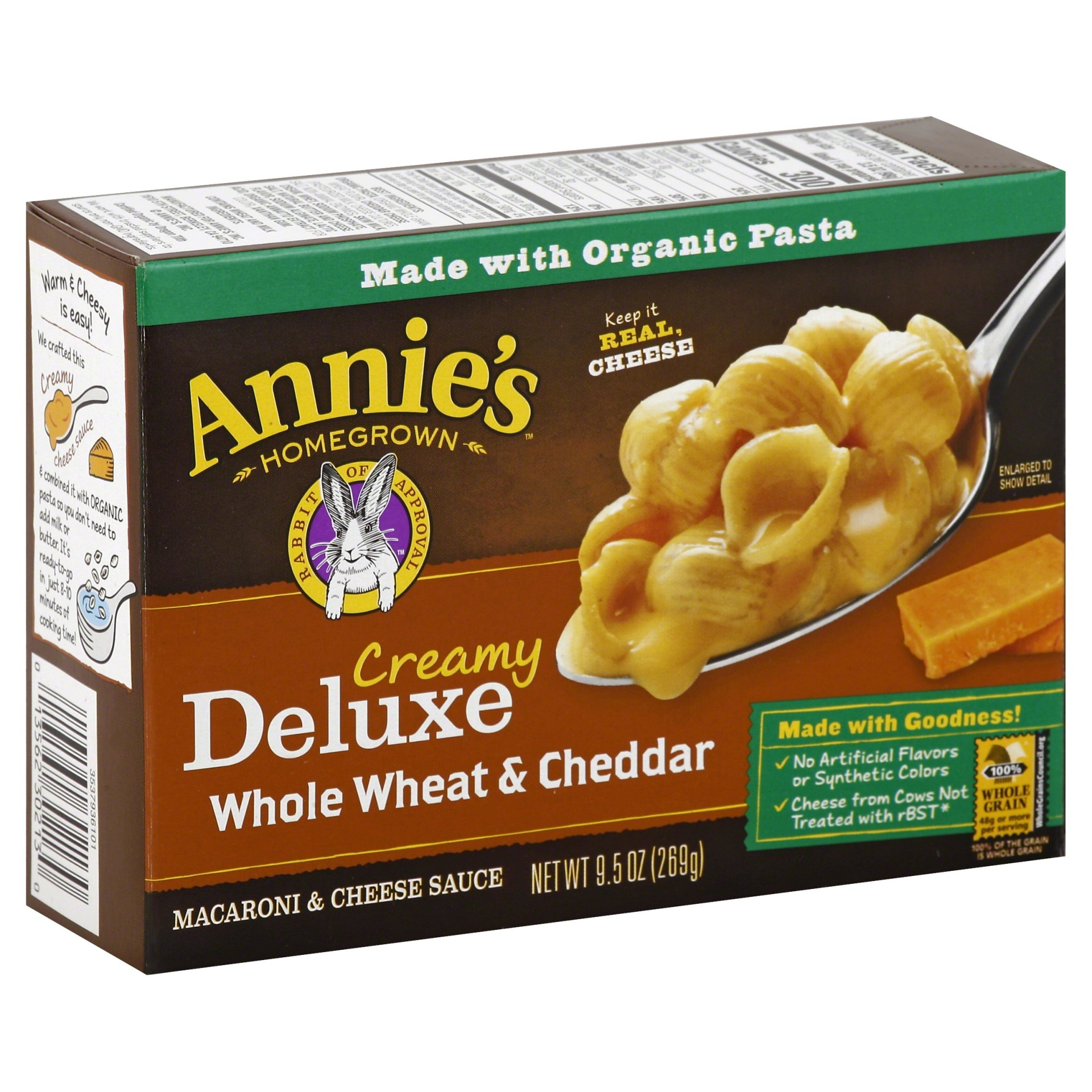 slide 1 of 1, Annie's Creamy Deluxe Whole Wheat Shells & Extra Cheesy Cheddar Cheese, 9.5 oz