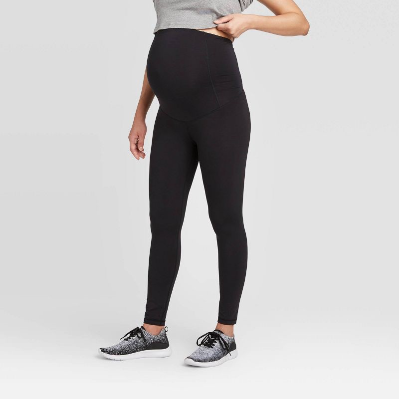 slide 3 of 5, Over Belly High-Waisted Active Maternity Leggings - Isabel Maternity by Ingrid & Isabel™ Black XS, 1 ct