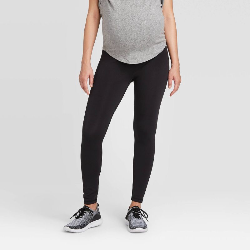 slide 1 of 5, Over Belly High-Waisted Active Maternity Leggings - Isabel Maternity by Ingrid & Isabel™ Black M, 1 ct