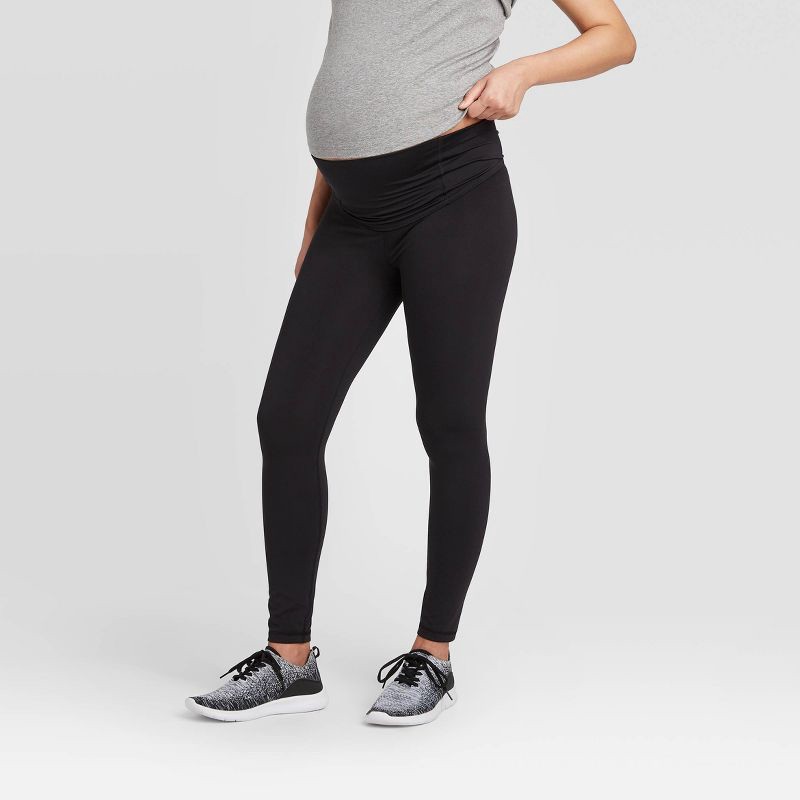 slide 4 of 5, Over Belly High-Waisted Active Maternity Leggings - Isabel Maternity by Ingrid & Isabel™ Black L, 1 ct