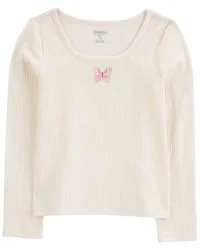 Oshkosh Kid Embroidered Ribbed Knit Top Cream 14