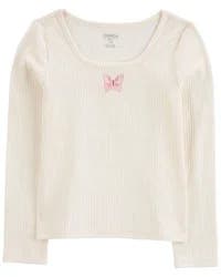 Oshkosh Kid Embroidered Ribbed Knit Top Cream 14
