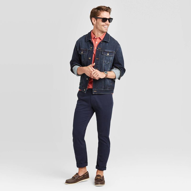 slide 3 of 3, Men's Every Wear Slim Fit Chino Pants - Goodfellow & Co™ Blue 30x32: Cotton-Spandex Blend, Mid Rise, Machine Washable, 1 ct